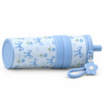Mavzul Blue Bow Floral Insulated Coffee Tumbler with Straw and Wrist Strap