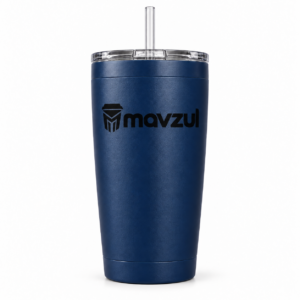 Mavzul Navy Insulated Coffee Tumbler with Clear Lid and Straw