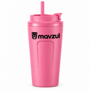 Mavzul Pink Insulated Coffee Tumbler with Straw