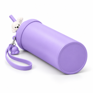 Mavzul Purple Puppy Insulated Coffee Tumbler with Straw and Wrist Strap