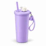 Mavzul Purple Puppy Insulated Coffee Tumbler with Straw and Wrist Strap
